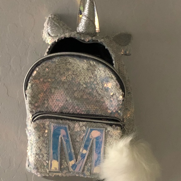 Letter M Justice Flip Unicorn Sequin Mini Backpack - Picture 1 of 5